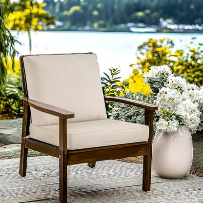 Codi Outdoor Chair Cushions, 24x24 Deep Seat Replacement Set, Beige - color: Beige, size: 24x24"