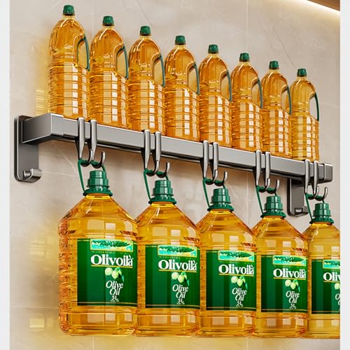 【No-Drill Adhesive for Kitchen】Utensil Rail with 8 Sliding Hooks – 11.8/15.75/19.69 Inch Rustproof Organizer for Pots, Lids & Tools, Scratch-Free Holder for Small Kitchens, Peel Off Without Damage - size: 15.75inch(40cm)