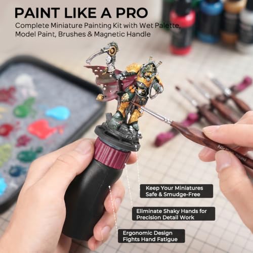 Nicpro All-In-One Miniature Painting Kit with 72 Model Paints & Wet Palette - color: 72 Model Paint + Wet Palette