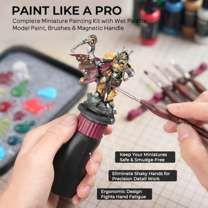 Nicpro All-In-One Miniature Painting Kit with 72 Model Paints & Wet Palette - color: 72 Model Paint + Wet Palette