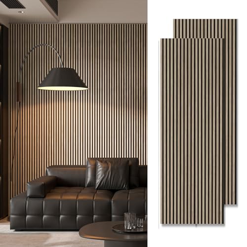 Art3d Acoustic Wood Slat Panels 94.5"x24", 2-Pack, 31sq.ft, Peach - color: Peach
