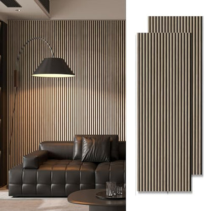 Art3d Acoustic Wood Slat Panels 94.5"x24", 2-Pack, 31sq.ft, Peach - color: Peach