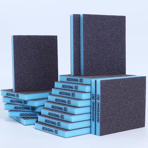 18pcs Sanding Sponge 80 grit Soft Sanding Block Washable and Reusable, Double-Sided Sponge Sanding Blocks Wet Dry Sandpaper Pad for Wood Metal FurniturePaint - style: 80 Grit 18pcs