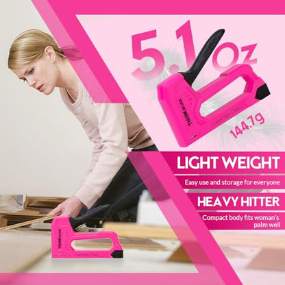 THINKWORK Light Duty Staple Gun - Upholstery Staple Gun for Wood - color: Pink