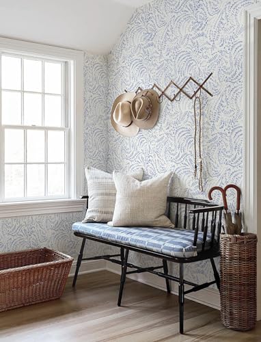 Heroad Peel and Stick Wallpaper Boho Blue Contact Paper Modern Botanical Wall Paper Waterproof Self Adhesive Removable Wallpaper for Bathroom Bedroom Kitchen Living Room Vinyl 17.3''x393'' - color: Blue Purple, size: 17.3" x 393"