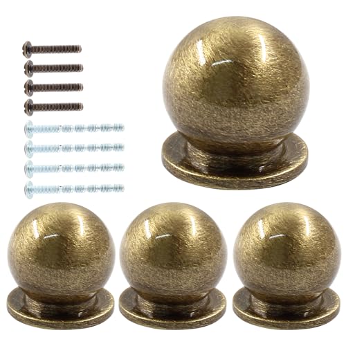 Jiozermi 4 Pack Mini Round Solid Brass Knobs, 5/9 Inch, Bronze - color: Bronze, size: 5/9 Inch(14mm)