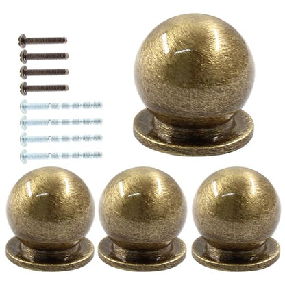 Jiozermi 4 Pack Mini Round Solid Brass Knobs, 5/9 Inch, Bronze - color: Bronze, size: 5/9 Inch(14mm)