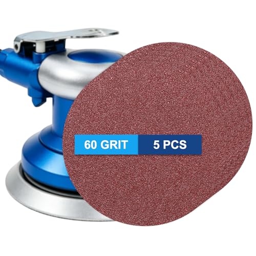 5 Pack 5 Inch PSA Sanding Discs 60 Grit Aluminum Oxide Red - size: 60 grit