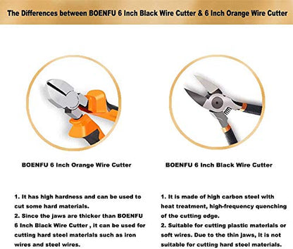 6" Wire Cutters Heavy Duty Diagonal Pliers for Cutting Wires Craft - color: 6 Inches - Orange Handle - Diagonal Cutters