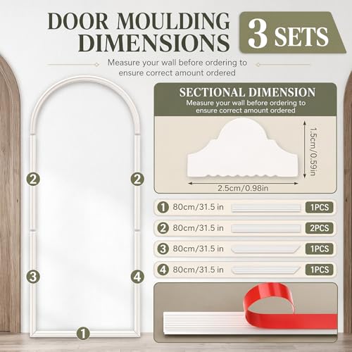 Colingmill 3 Set 32 x 78 Inch Arch Wall Molding Kit Peel Stick Wall Panels - size: 32 x 78 Inch, style: Stylish Style