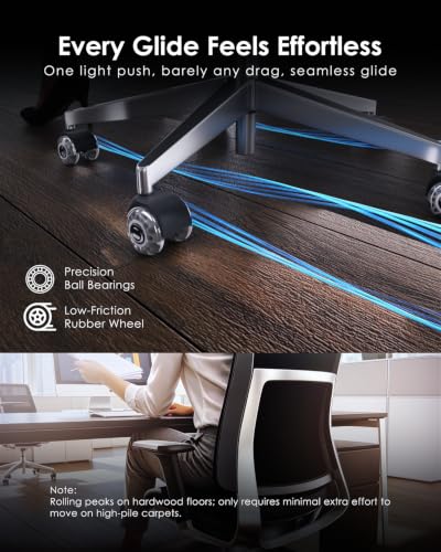 RidRed Office Chair Wheels,Smooth & Quiet Rollerblade Casters Wheels,Heavy Duty Support 700lbs Dual-Wheel Design,Gaming Desk Chair Wheel Replacement for Hardwood Floors and Carpet,2 Inch Universal Fit - color: Grey