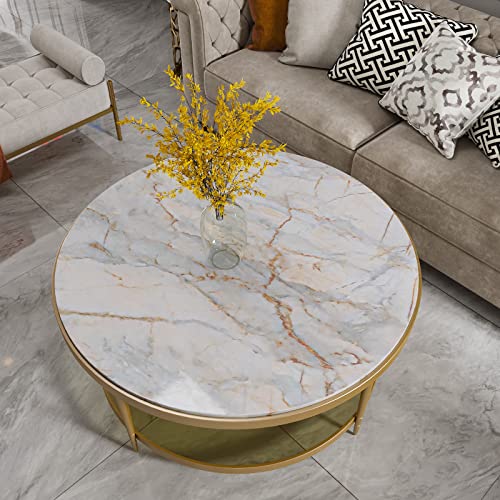 CRE8TIVE Glossy Cyan Gold Cracked Marble Contact Paper 12"x354" Thick Wallpaper Peel and Stick Countertops Waterproof Removable Self Adhesive Marble Vinyl Roll for Bathroom Kitchen Cabinets - size: 12"W x 354"L