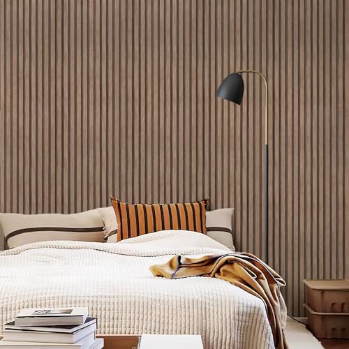 Yun-aeon Natural Wood - Light Tan Slats Peel and Stick Wallpaper for Wall - color: Light Tan, size: 17.3" x 160"