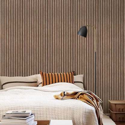 Yun-aeon Natural Wood - Light Tan Slats Peel and Stick Wallpaper for Wall - color: Light Tan, size: 17.3" x 160"