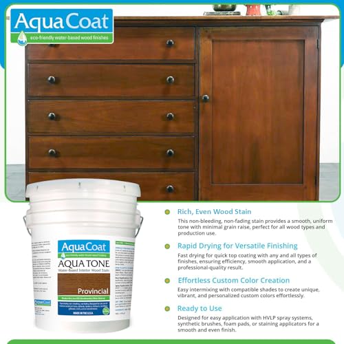 Aqua Coat Aqua Tone Water-Based Wood Stain (5-Gallon, Provincial) - color: Provincial, size: 5 Gallon