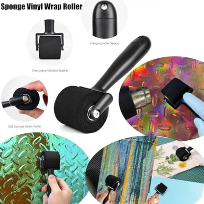 EHDIS Vinyl Wrap Tool Window Tinting Kit with Bulldozer Squeegee,Windshield Back Tint Scraper,Magnet Holder,Wra p Stick,Film Cutter,Sponge Seam Roller for Car Wrapping