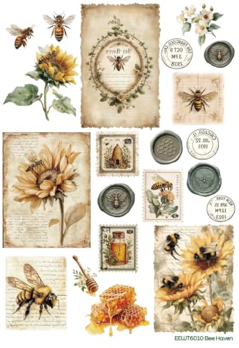 European Excellency, Wet Transfer Decals for Craft, Waterslide Decal, Craft Supplies, Water Transfer Paper (Bee Haven) - color: Bee Haven