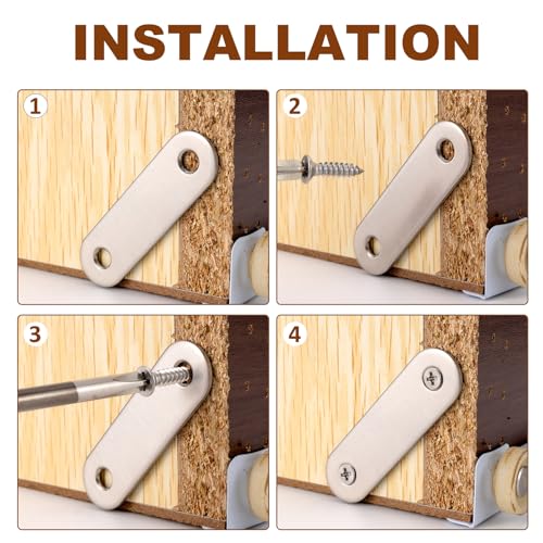 20Pcs 2.2 Inch Mending Plates Flat Brackets,Stainless Steel - size: 2.2inch