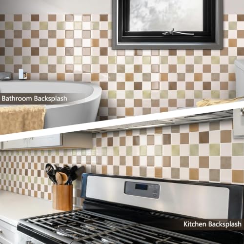 MOONFUN 10 Sheets Upgraded Thicker Design Tile Peel and Stick Backsplash - color: Beige