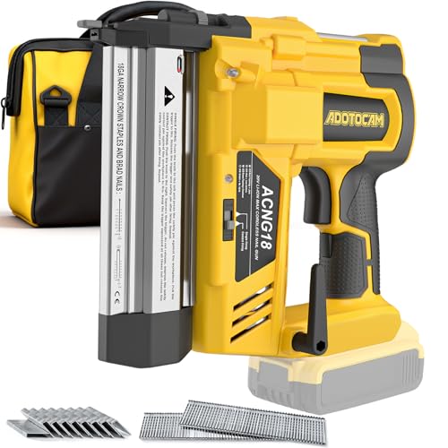 Cordless 2" Brad Nailer Compatible with DeWalt 20V Battery(No Battery), 2 in 1 Electric Nail Gun/Staple Gun,18GA Nail Gun Battery Powered with 1000 Nails/Staples for Woodworking & Home Improvement - color: Black