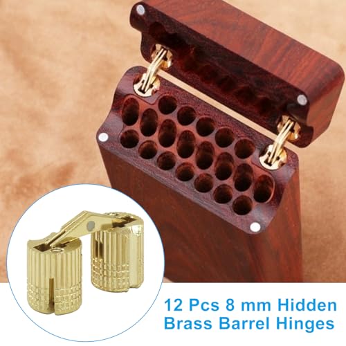 8 mm Hidden Brass Barrel Hinges, 12 Pack - style: 8mm