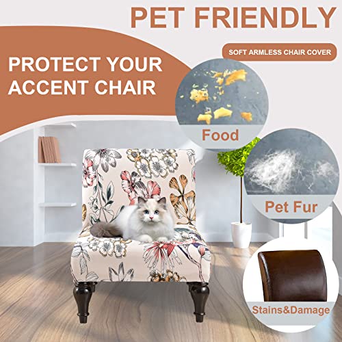 Eco-Ancheng Armless Chair Slipcover Removable Armless Accent Chairs Covers Washable Armless Slipper Chair Slipcover Printed Armless Chair Furniture Protector Covers for Living Dining Room Hotel - color: 502