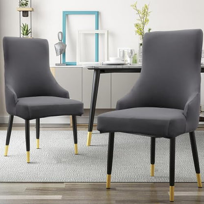 Liykimt Stretch Wingback Side Chair Slipcover-Accent Chair Cover Slipcover with Arm,Washable Upholstered Arm Dining Chair with Nailed Trim Protector for Dining Living Room - color: Dark Gray