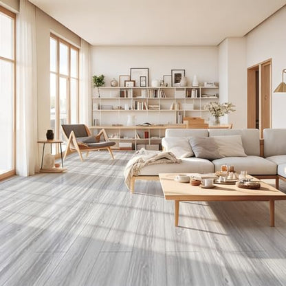 Art3d 10-Pack Peel and Stick Vinyl Floor Tiles (15 Sq.Ft), White/Grey - color: White/Grey