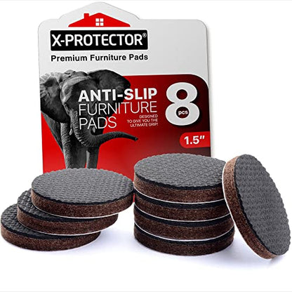 Non Slip Furniture Pads X-Protector - 8 PCS 1 1/2” - Furniture Grippers - size: 1.5 inch 8 Round