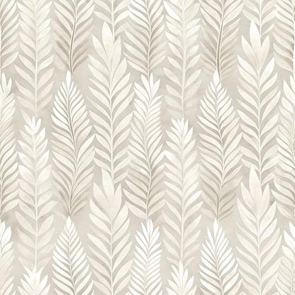 17.32" X 195.85"Beige Peel and Stick Wallpaper Modern Boho Leaf Wall paper - size: 17.3" x 196.9"