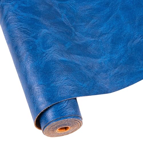 Faux Leather Fabric Sheet, 12 x 54 Inches, Texture Synthetic Material for DIY Crafts, Leather earings,Upholstery, Automotive, Sofa Projects Individual 1/3 Yard Cut (R-Blue, 1/3 Yard) - color: R-blue, size: 1/3 Yard