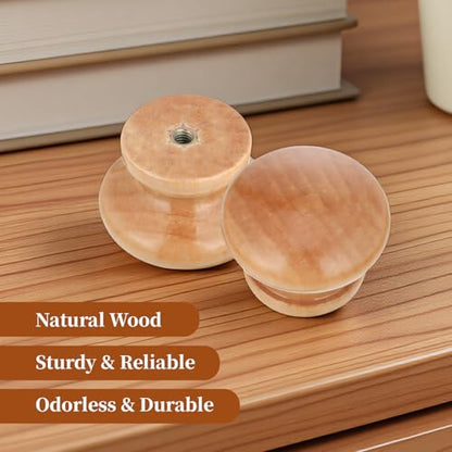 8 Pcs Wooden Drawer Pulls, Natural Wood Dresser Knobs Wooden Cabinet Knobs Round Drawer pulls Mushroom Wood Knob for Furniture Cupboard Dresser Closet Door (Diameter: 1.34", Height: 1")