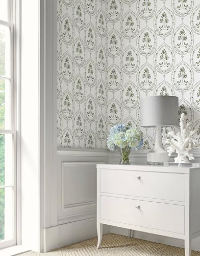Boho Floral Peel and Stick Wallpaper Green Self Adhesive Wallpaper - color: Green