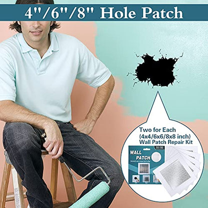 Drywall Repair Kit, 6 pcs, Aluminum Wall Repair Patch Kit - size: 4"/6"/8"-Two of each
