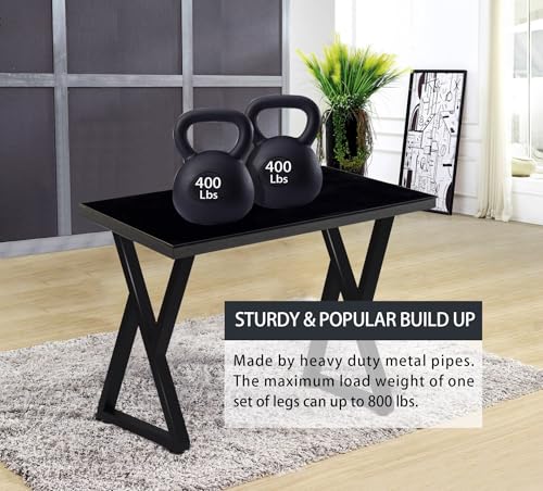 Taelakeni 36 Inch Metal Bar Table Legs, Heavy Duty Dinning Table Leg with Adjustment Feet Pads, Set of 2, Double Triangle - color: Double Triangle, size: 36 IN
