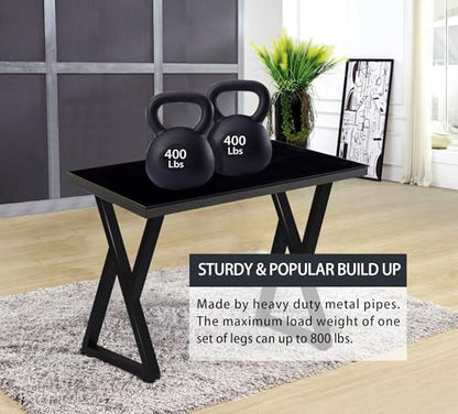 Taelakeni 36 Inch Metal Bar Table Legs, Heavy Duty Dinning Table Leg with Adjustment Feet Pads, Set of 2, Double Triangle - color: Double Triangle, size: 36 IN