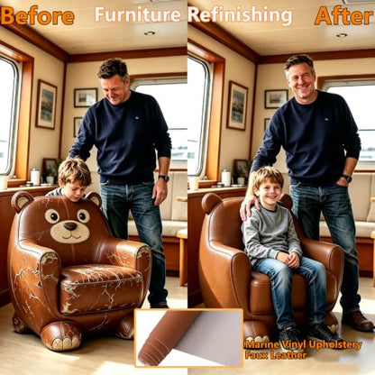 CDY Marine Vinyl Upholstery Fabric: 54"x36" Soft Grain Faux Leather Durable - color: Brown, size: 1 Yard（54"x36")