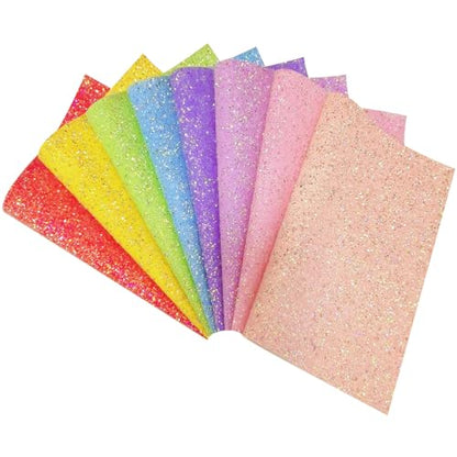 Sparkly Diamond Candy Color Chunky Glitter Fabric Sheets, Shiny Pastel Macaroon Faux Leather for DIY Crafting, 8 x 12 Inch (Diamond Candy) - color: Diamond Candy