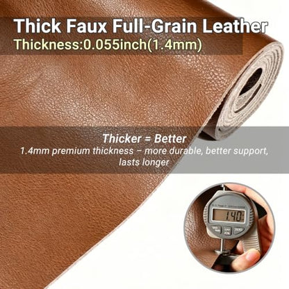 Premium Heavy-Duty 1.4mm Thick Full-Grain Embossed Faux Leather, 54" Wide - color: Brown, size: 1 Yard （36in*54in）