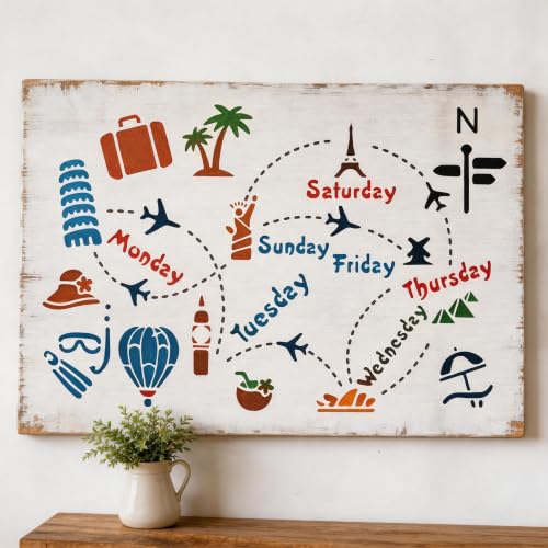 TIAMECH A4 Reusable World Travel Landmark Stencil for Painting - color: World Travel Landmark