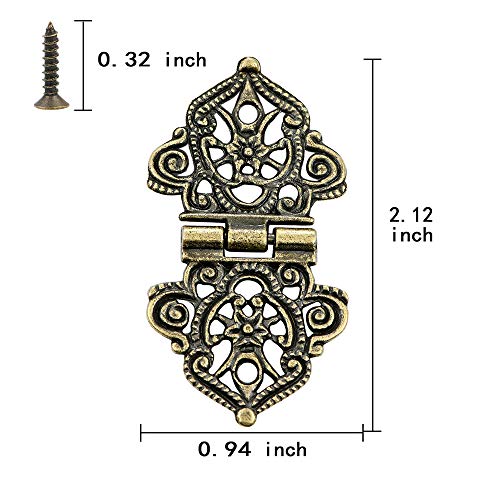 20Pcs Antique Bronze Engraved Hinges Decorative Hardware for Wooden Boxes