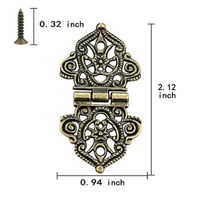 20Pcs Antique Bronze Engraved Hinges Decorative Hardware for Wooden Boxes