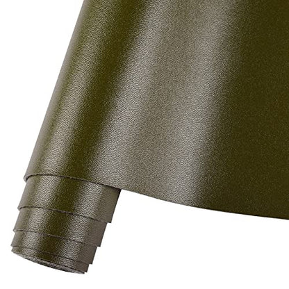 HGUAN Smooth Solid Color Olive Green Faux Leather 12"X53"(30cmX135cm),Faux Leather Sheets Roll Very Suitable for Making Crafts, Leather Earrings, Bows,Sewing (Olive Green) - color: Olive Green