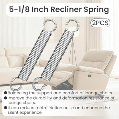 5-1/8" Stainless Steel Recliner Spring Replacement, 2 PCS - size: 5-1/8"