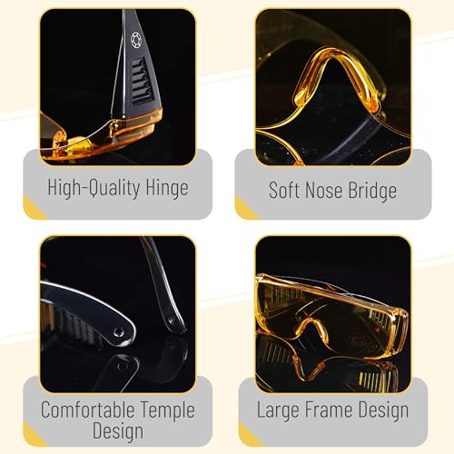 UNCO- Safety Goggles Over Glasses, Protective Goggles, Anti Fog, Work, Safety Glasses Over - color: Yellow Lens, size: 1 Pack