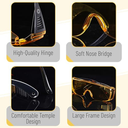 UNCO- Safety Goggles Over Glasses, Protective Goggles, Anti Fog, Work, Safety Glasses Over - color: Yellow Lens, size: 1 Pack