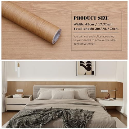 Wood Grain Contact Paper Peel and Stick Wallpaper Self Adhesive Wall Paper for Furniture Countertop Drawer Shelf Liner Cabinet Waterproof Easy to Clean 17.7" X 78.7" - color: Teak, size: 17.7"W x 78.7"L