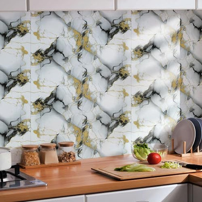 Peel and Stick Tile Shower Waterproof Marble Tiles Wall Panels, 11.8"x11.8" Self-Adhesive Backsplash Tile, 20 Pack - color: Gold with Gray, size: 20 Pack