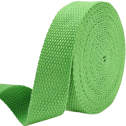 1 inch Cotton Webbing 5 Yards, Soft & Sturdy for Bag Handles - color: Green 516