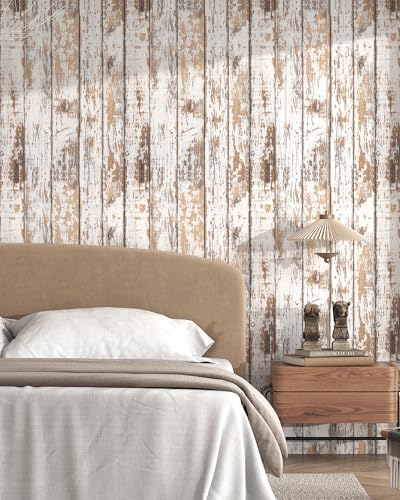 Wood Wallpaper Peel and Stick Shiplap Contact Paper 17.3"×78.8" - color: Brown, size: 17.3" x 78.8"